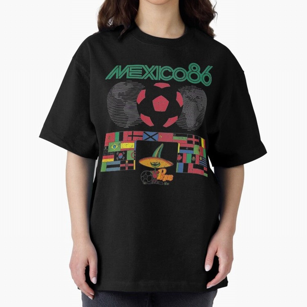 MEXICO-86-WORLD-CUP-T-SHIRT Oversized T-Shirt Share FIFA World Cup 2026 Spirit, Filled with Argentina, France and Brazil, Cristiano Ronaldo, Classic Soccer Heritage, Championship Pressure, Fan Loyalty and International Pride; Perfect for Supporters