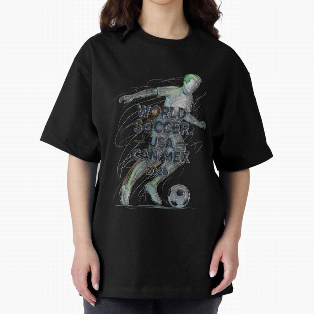 Triumphant Kick 2026 Oversized T-Shirt Relive Legendary Nights from FIFA World Cup 2026 USA Canada Mexico Highlighting Haaland and Mbappe, Spain and Netherlands Energy, Football Passion, Legendary Performances, Festival Vibes and Supporter