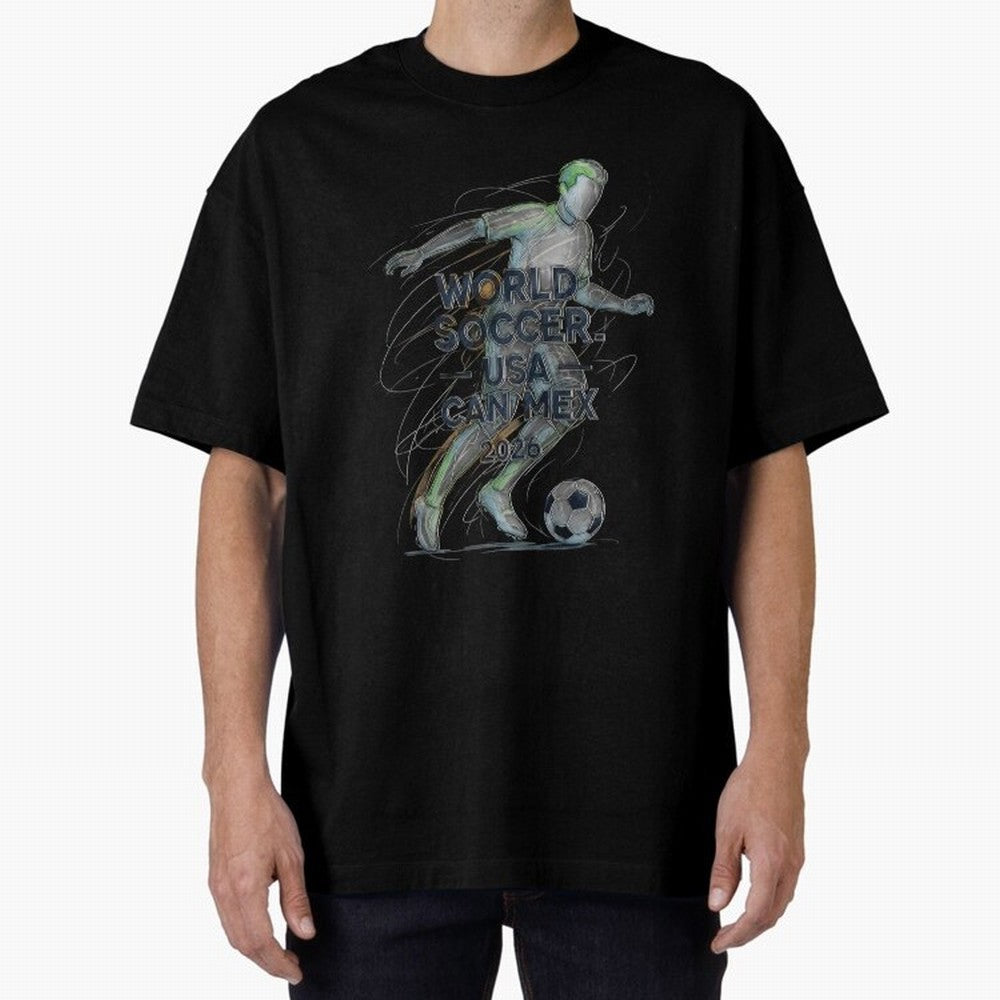 Triumphant Kick 2026 Oversized T-Shirt Relive Legendary Nights from FIFA World Cup 2026 USA Canada Mexico Highlighting Haaland and Mbappe, Spain and Netherlands Energy, Football Passion, Legendary Performances, Festival Vibes and Supporter