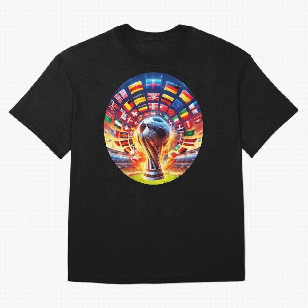Global Football Fever (The Road to Victory) Oversized T-Shirt Honor Champions and Dreams in FIFA World Cup 2026 Group Stage Connected to Mbappe and Neymar, Brazil, Portugal and Argentina Energy, Football Passion, Legendary Performances, Festival