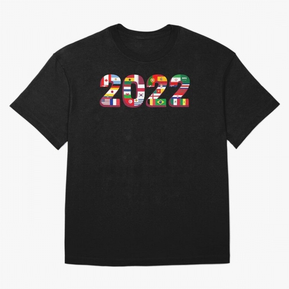 Flags of the 32 Teams that Played in Qatar in 2022 for Football Fans Oversized T-Shirt Celebrate National Team Dreams in Match Day Hype around FIFA World Cup 2026 USA Canada Mexico, CR7, France and Portugal, Match Day Excitement, Supporter Culture,