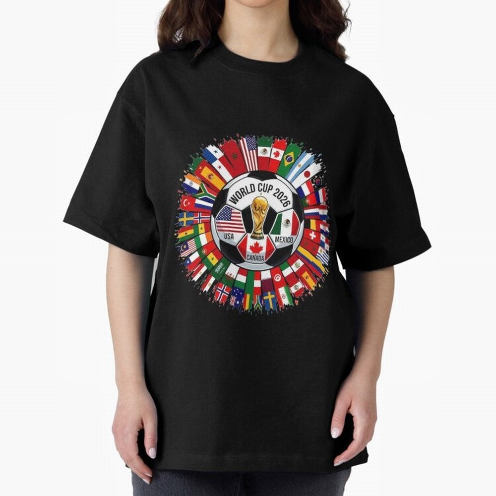 USA Canada Mexico 2026 Football Celebration Fan Art Oversized T-Shirt Bring Stadium Energy to Match Day Hype around FIFA World Cup 2026 USA Canada Mexico, Cristiano Ronaldo, Haaland and CR7, France and Portugal, Football Passion, Legendary