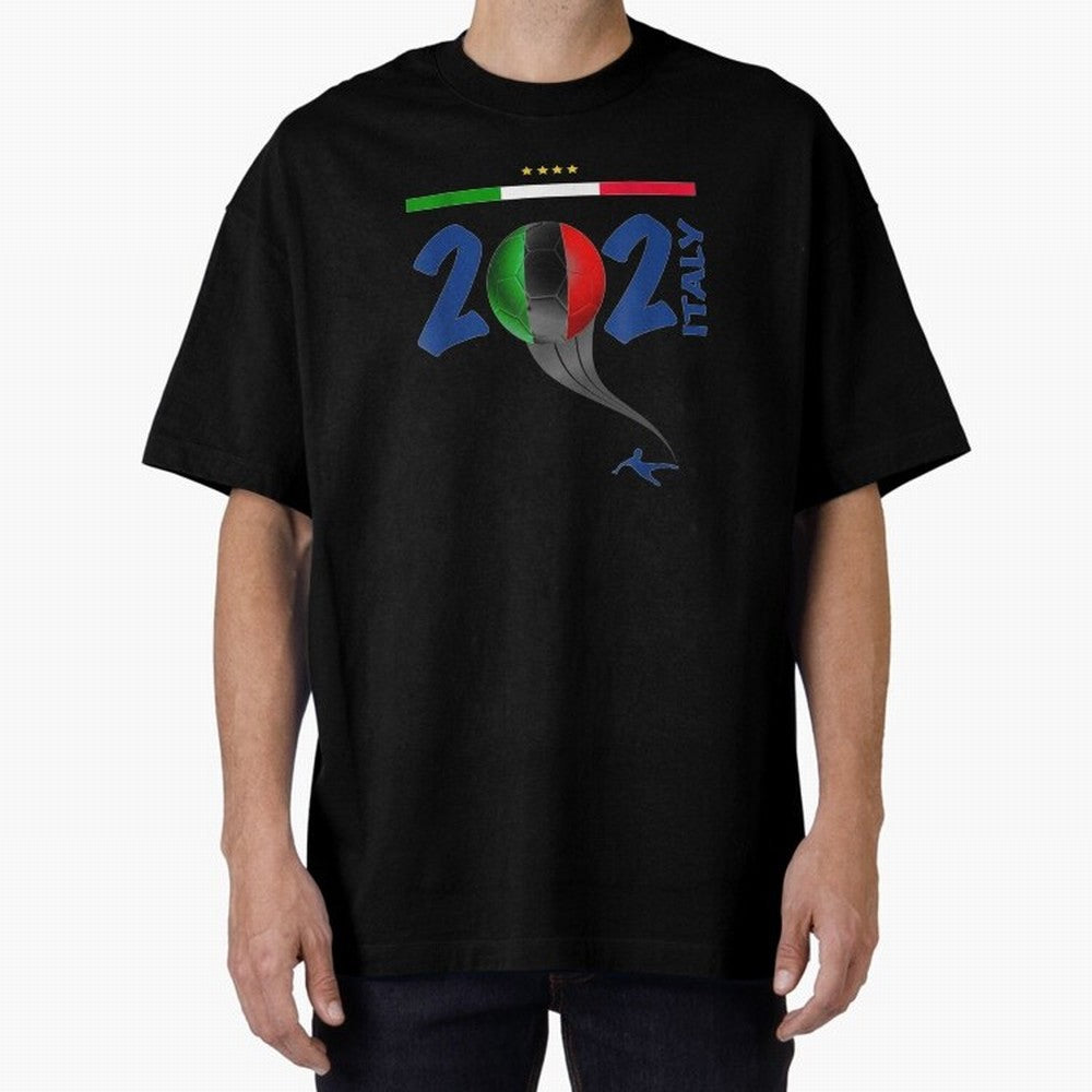 Italy Football - Italian Soccer National Team Oversized T-Shirt Support FIFA World Cup 2026 USA Canada Mexico Spirit, Inspired by Portugal, Neymar, Haaland and Cristiano Ronaldo, Sports Nostalgia, International Competition, Famous Players and