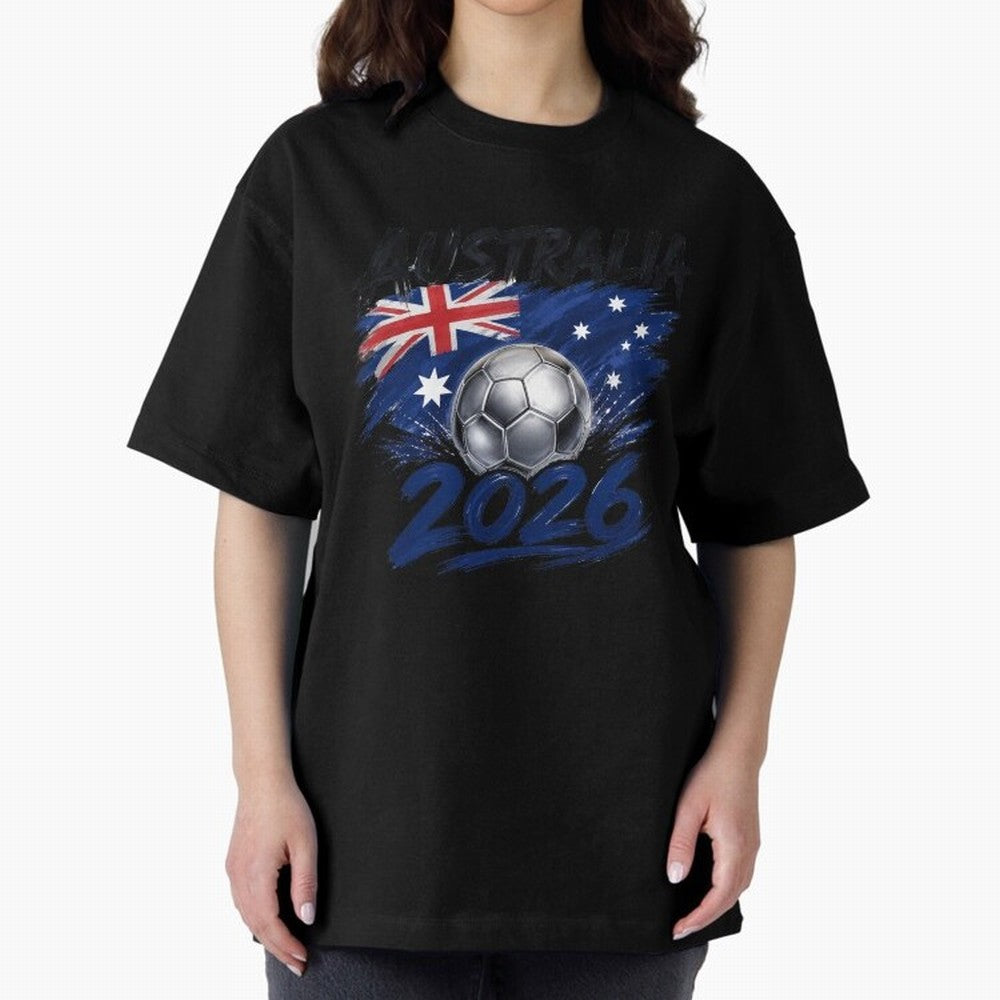 Australia Soccer 2026: Grunge Flag & Football Pride Oversized T-Shirt Live for the Drama of Match Day Hype around FIFA World Cup 2026 Group Stage, Mbappe, Brazil, Champion Mindset, Group Stage Buzz, Knockout Tension and Passionate Fan Culture;