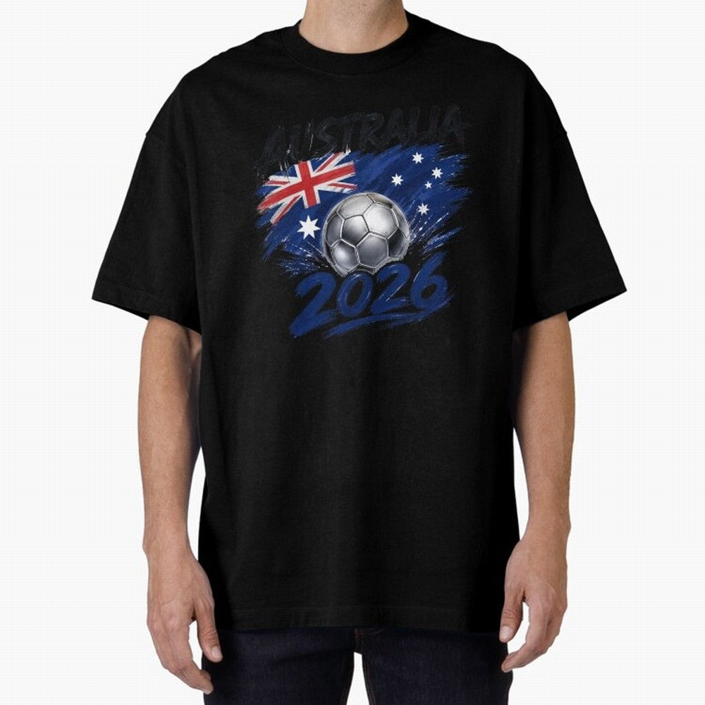 Australia Soccer 2026: Grunge Flag & Football Pride Oversized T-Shirt Live for the Drama of Match Day Hype around FIFA World Cup 2026 Group Stage, Mbappe, Brazil, Champion Mindset, Group Stage Buzz, Knockout Tension and Passionate Fan Culture;