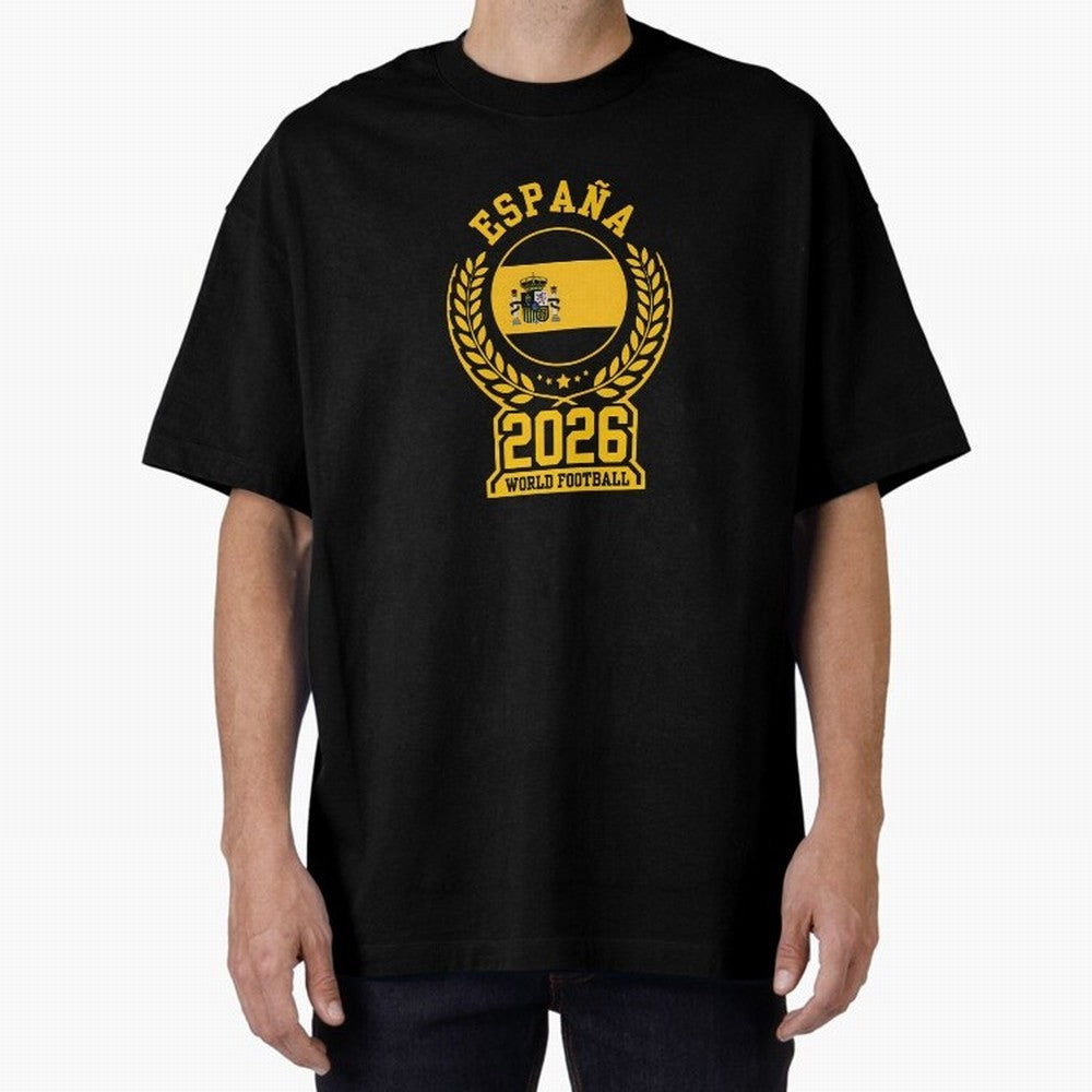 Spain World Football 2026 T-Shirt_87604013 Oversized T-Shirt Celebrate National Team Dreams in FIFA World Cup 2026 USA Canada Mexico for Fans of Messi, Neymar and Mbappe and Brazil, Portugal and Argentina, Bringing Sports Nostalgia, International