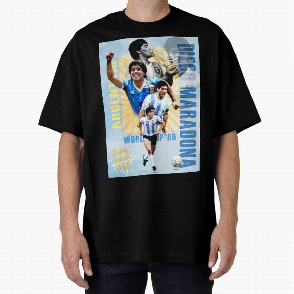 Diego Maradona Argentina Poster - Iconic World Cup Legend Art Print Oversized T-Shirt Celebrate National Team Dreams in Global Football Passion for FIFA World Cup 2026 USA Canada Mexico, Inspired by Messi, Neymar and Mbappe, Spain, Stadium Chants,