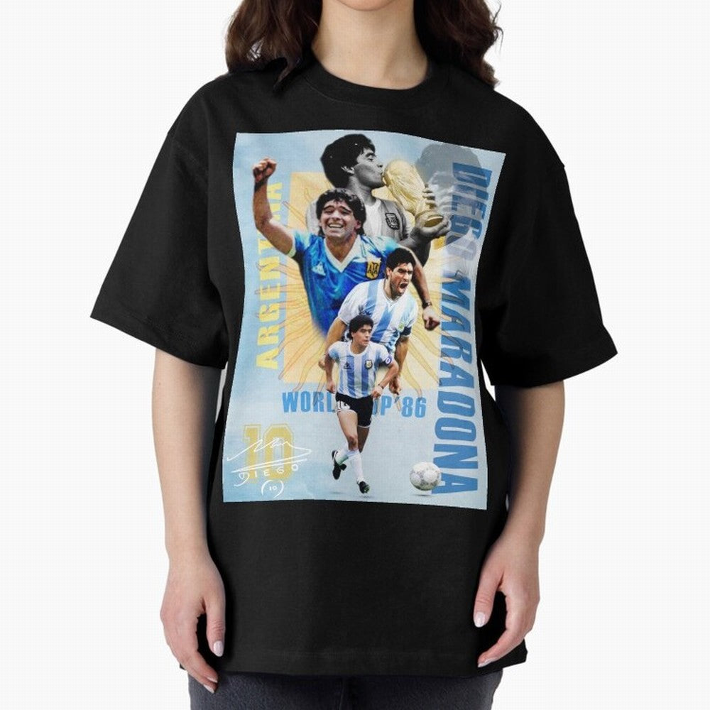 Diego Maradona Argentina Poster - Iconic World Cup Legend Art Print Oversized T-Shirt Celebrate National Team Dreams in Global Football Passion for FIFA World Cup 2026 USA Canada Mexico, Inspired by Messi, Neymar and Mbappe, Spain, Stadium Chants,