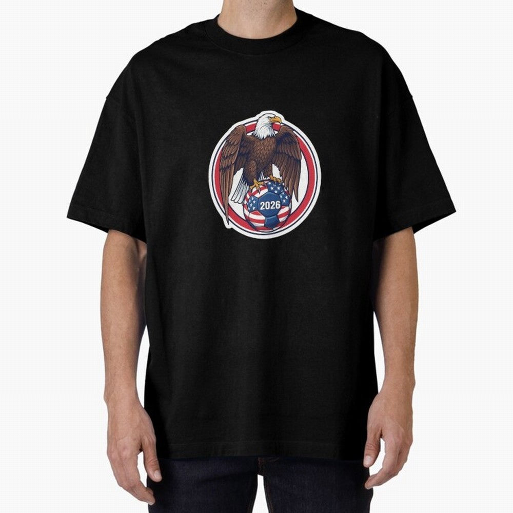Usa Eagle Soccer 2026 American Pride Football Oversized T-Shirt Represent the Passion of FIFA World Cup 2026 Group Stage for Fans of Mbappe and France and Portugal, Bringing Goal Celebration Energy, Supporter Heritage, Football Icons and Worldwide