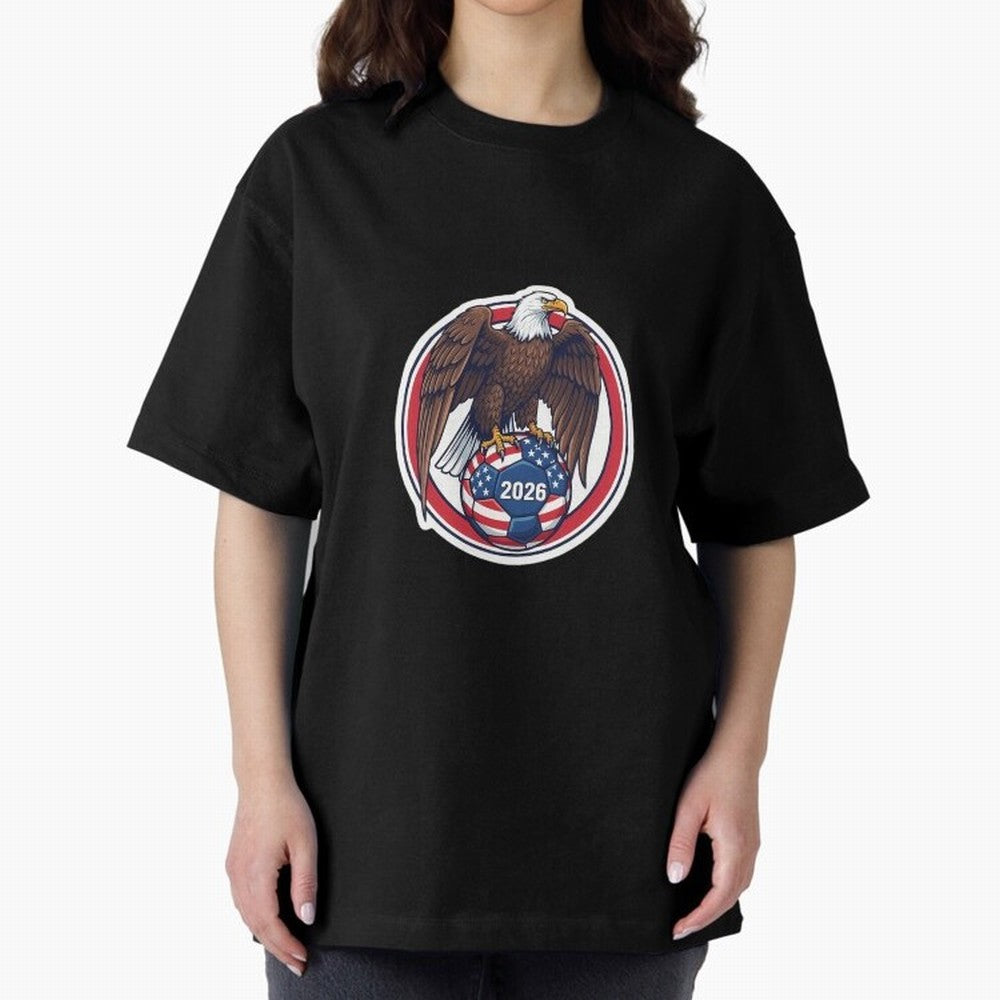 Usa Eagle Soccer 2026 American Pride Football Oversized T-Shirt Represent the Passion of FIFA World Cup 2026 Group Stage for Fans of Mbappe and France and Portugal, Bringing Goal Celebration Energy, Supporter Heritage, Football Icons and Worldwide