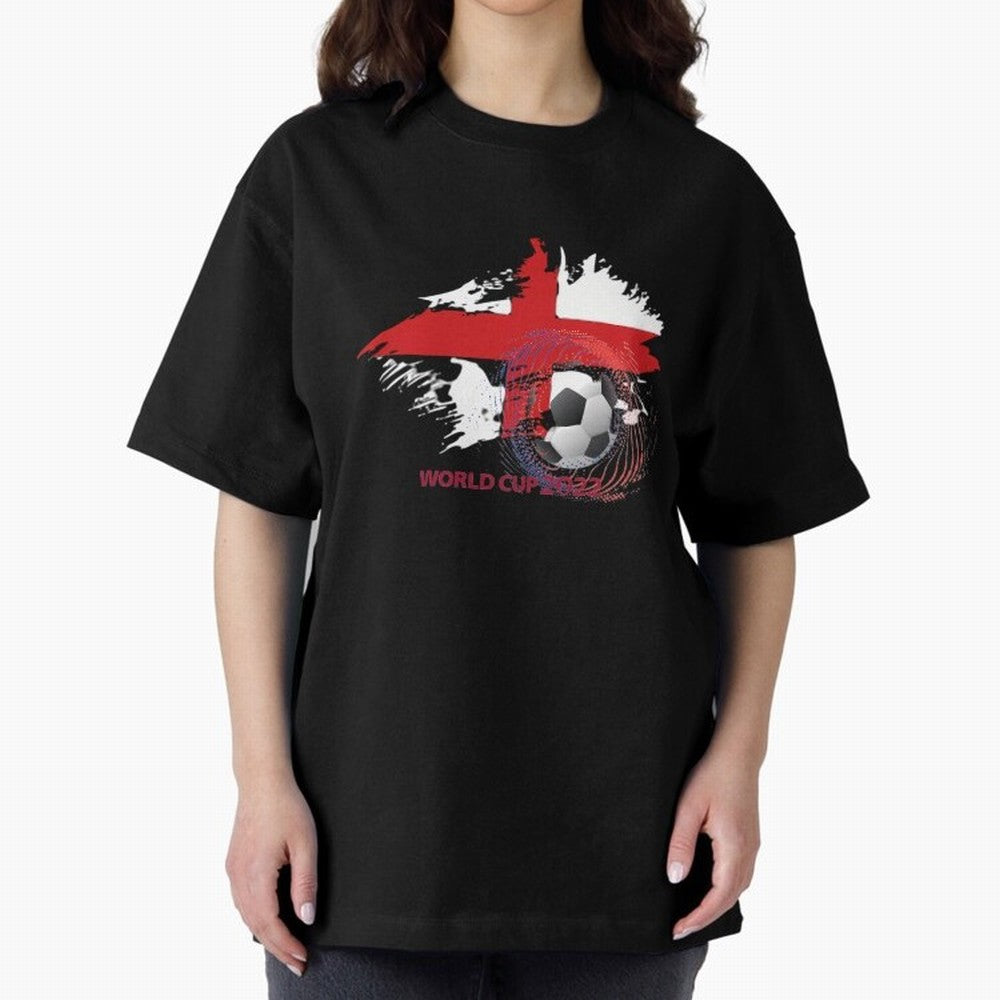 England World Cup 2022 Oversized T-Shirt Show Up for the Glory of Global Football Passion for FIFA World Cup 2026 USA Canada Mexico, Celebrating CR7, Portugal, Spain and Germany, Stadium Memories, Football Loyalty, International Chants and