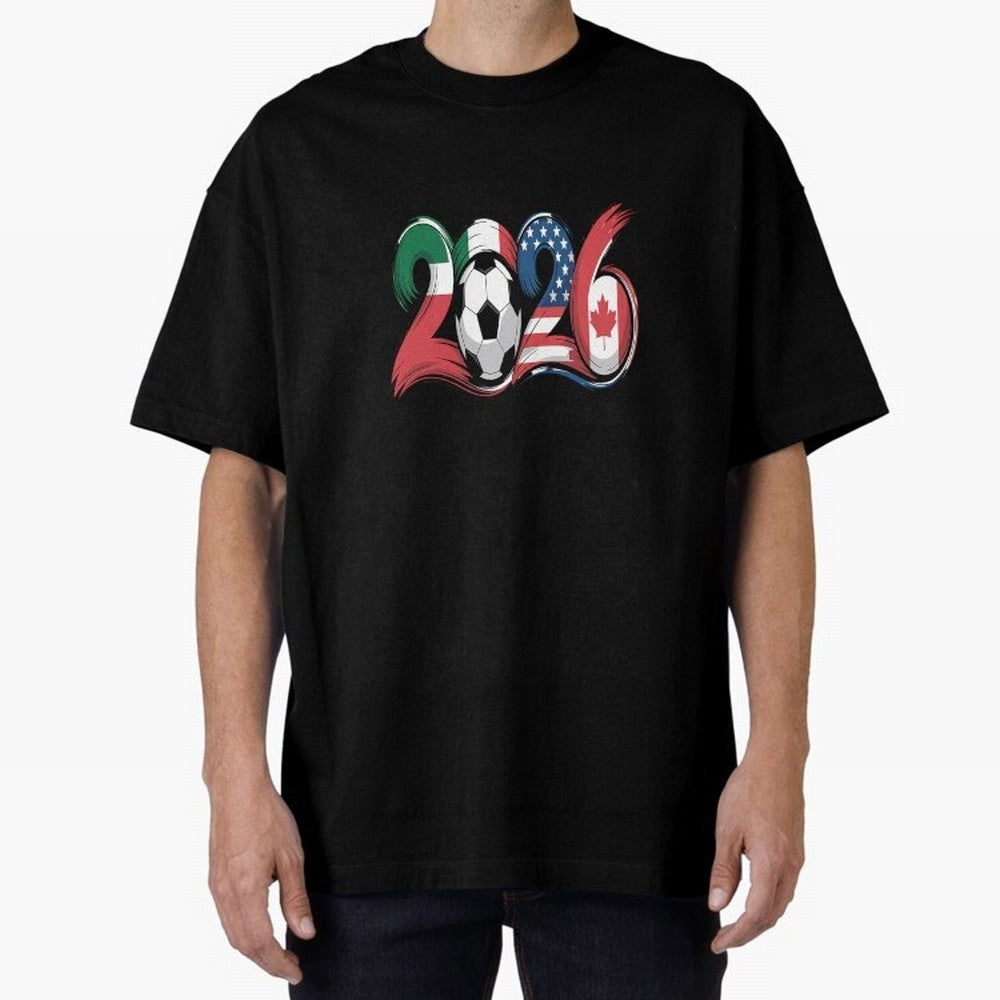 2026 Soccer Play Game Year Players Oversized T-Shirt Share the Excitement of FIFA World Cup 2026 with Messi, Neymar and Mbappe, Portugal, Spain and Germany Energy, Retro Football Energy, Iconic Rivalries, Trophy Chase Drama and Stadium Atmosphere;