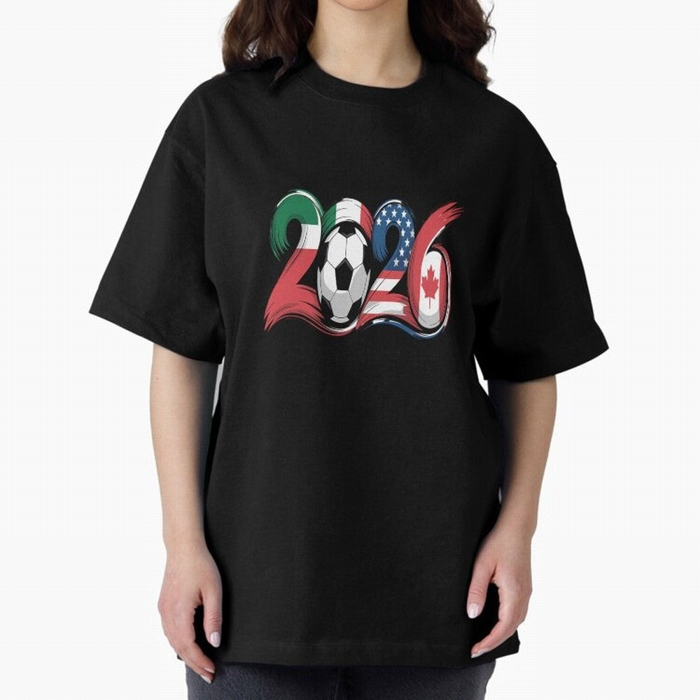 2026 Soccer Play Game Year Players Oversized T-Shirt Share the Excitement of FIFA World Cup 2026 with Messi, Neymar and Mbappe, Portugal, Spain and Germany Energy, Retro Football Energy, Iconic Rivalries, Trophy Chase Drama and Stadium Atmosphere;
