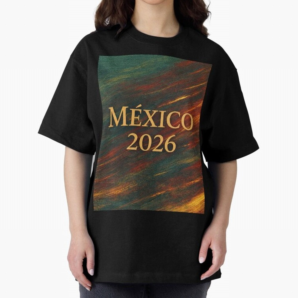 Mexico 2026 Arc of Color - Elegant and Luxury Design for Soccer Fans Oversized T-Shirt Honor Champions and Dreams in Match Day Hype around FIFA World Cup 2026 USA Canada Mexico, Messi, Spain, Football Festival Excitement, Trophy Ambitions, Country