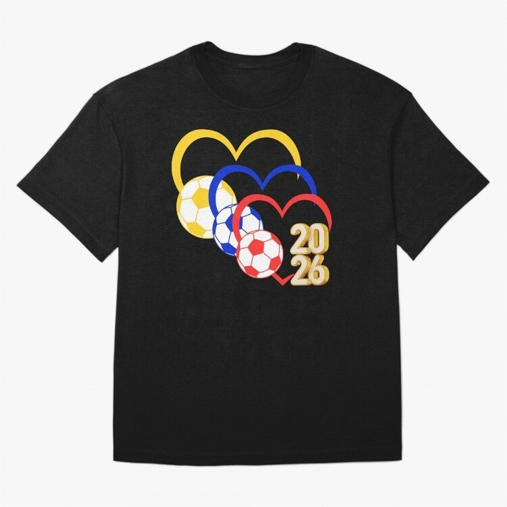 Football 2026 Hearts Colombia Sports Design Oversized T-Shirt Make Every Match About FIFA World Cup 2026 Group Stage Spirit, Capturing Netherlands, Messi, Neymar and Mbappe, Tournament Hype, Historic Matchups, Family Viewing Parties and Global