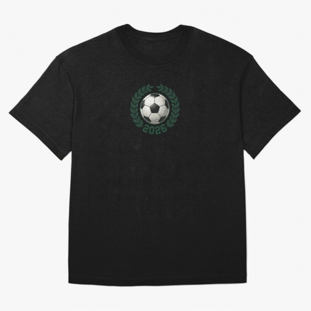Retro Soccer 2026 Varsity Laurel Wreath Graphic Oversized T-Shirt Make Your Look Match FIFA World Cup 2026 Group Stage Featuring CR7, Spain Energy, Soccer Culture, Superstar Moments, National Team Dreams and Competitive Fire; Perfect for Supporters