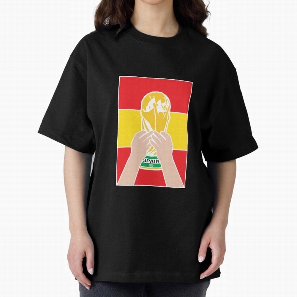 Champion Spain 2010 Oversized T-Shirt Celebrate the Magic of FIFA World Cup 2026 Group Stage Capturing Messi, Portugal, Spain and Germany Energy, Worldwide Fan Energy, Dramatic Goals, Stadium Lights and Championship Celebrations; Ideal for Football