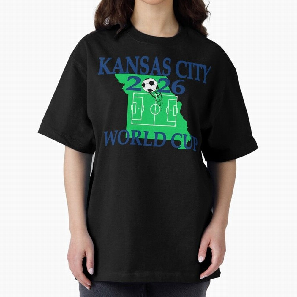 Kansas City 2026 world cup Oversized T-Shirt Remember Iconic Moments from FIFA World Cup 2026 for Fans of Haaland and Mbappe and Argentina and Brazil, Bringing Championship Spirit, Famous Goals, Roaring Crowds and International Football Unity; Made