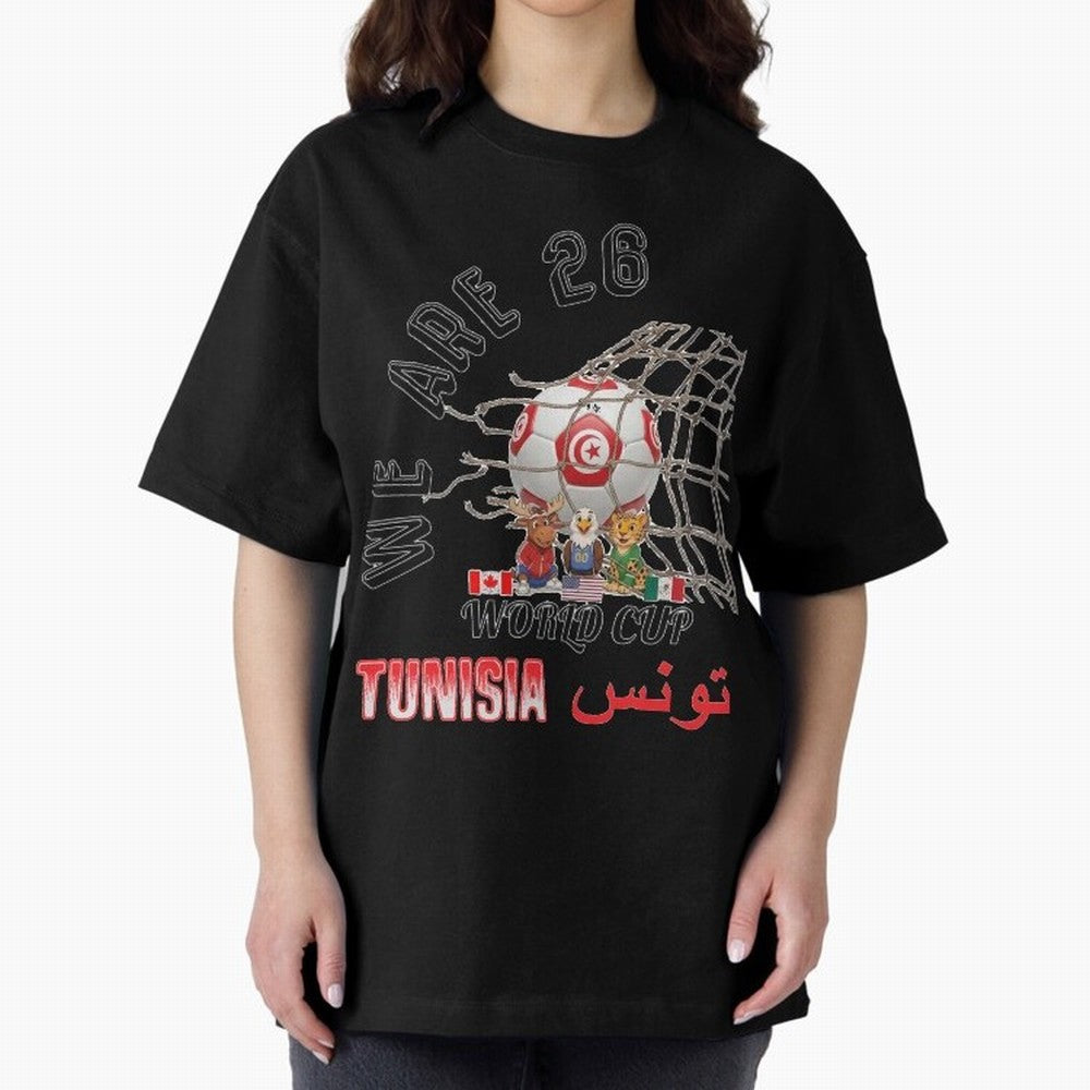 World cup 26 - Tunisia Oversized T-Shirt Show Your Tournament Heart for FIFA World Cup 2026 Spirit, Inspired by Germany, Cristiano Ronaldo, Haaland and CR7, Championship Spirit, Famous Goals, Roaring Crowds and International Football Unity; Made