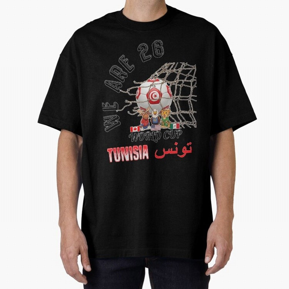 World cup 26 - Tunisia Oversized T-Shirt Show Your Tournament Heart for FIFA World Cup 2026 Spirit, Inspired by Germany, Cristiano Ronaldo, Haaland and CR7, Championship Spirit, Famous Goals, Roaring Crowds and International Football Unity; Made