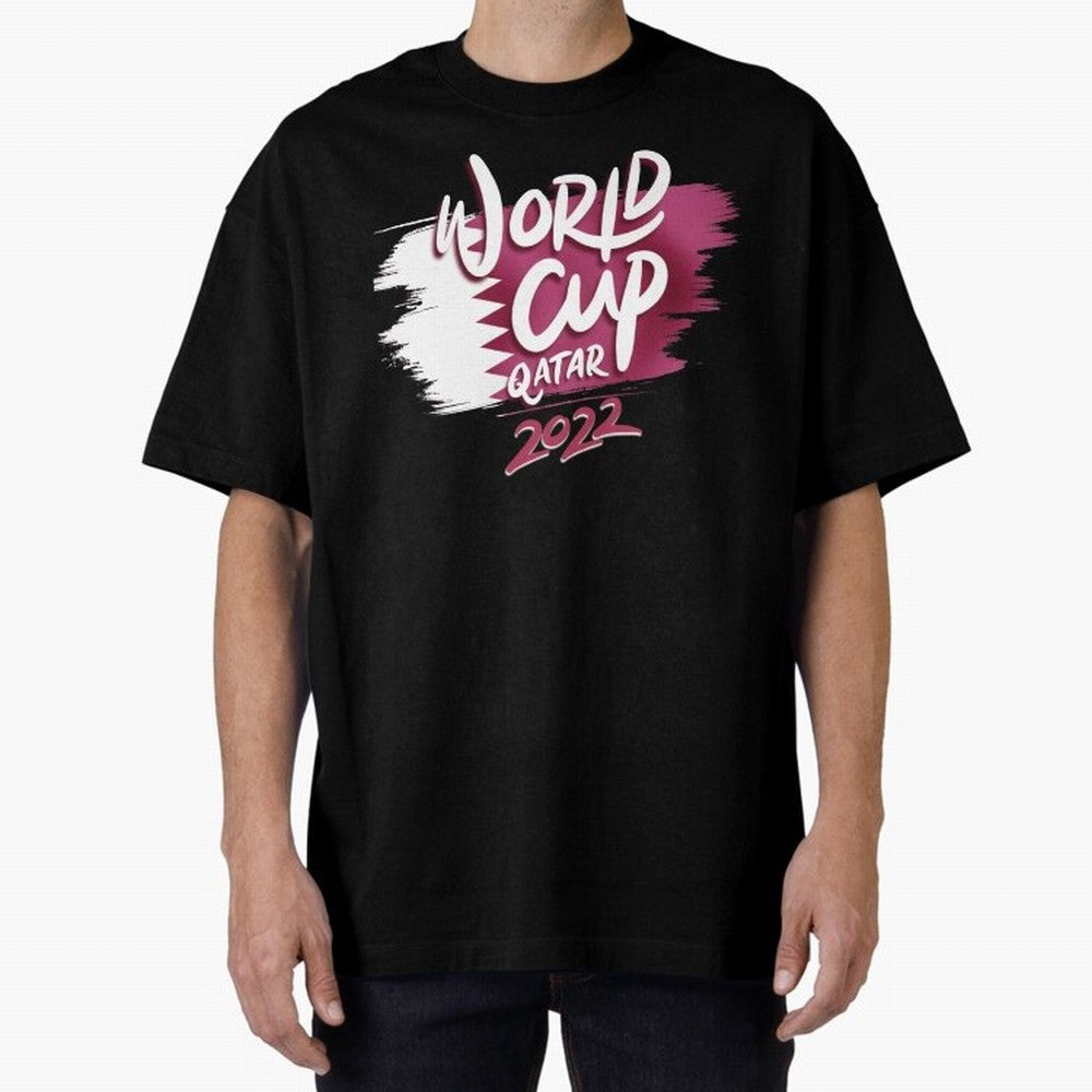 Qatar 2022 Oversized T-Shirt Wear the Spirit of FIFA World Cup 2026 Group Stage Spirit, Driven by England, Haaland and Mbappe, Championship Spirit, Famous Goals, Roaring Crowds and International Football Unity; Made for Die Hard Supporters, Soccer