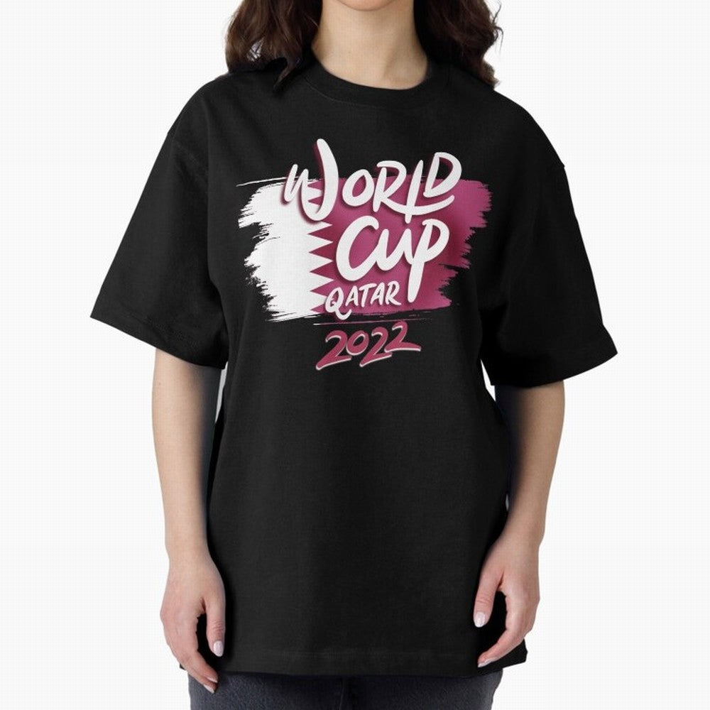 Qatar 2022 Oversized T-Shirt Wear the Spirit of FIFA World Cup 2026 Group Stage Spirit, Driven by England, Haaland and Mbappe, Championship Spirit, Famous Goals, Roaring Crowds and International Football Unity; Made for Die Hard Supporters, Soccer