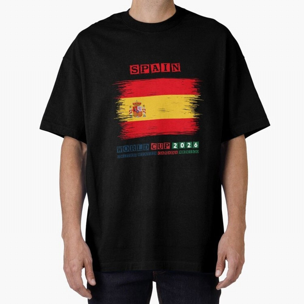 SPAIN WORLD CUP 2026 Oversized T-Shirt Relive FIFA World Cup 2026 USA Canada Mexico for Fans of Messi and France, Bringing Stadium Memories, Football Loyalty, International Chants and Championship Tradition; Great for Supporters Who Love Legendary