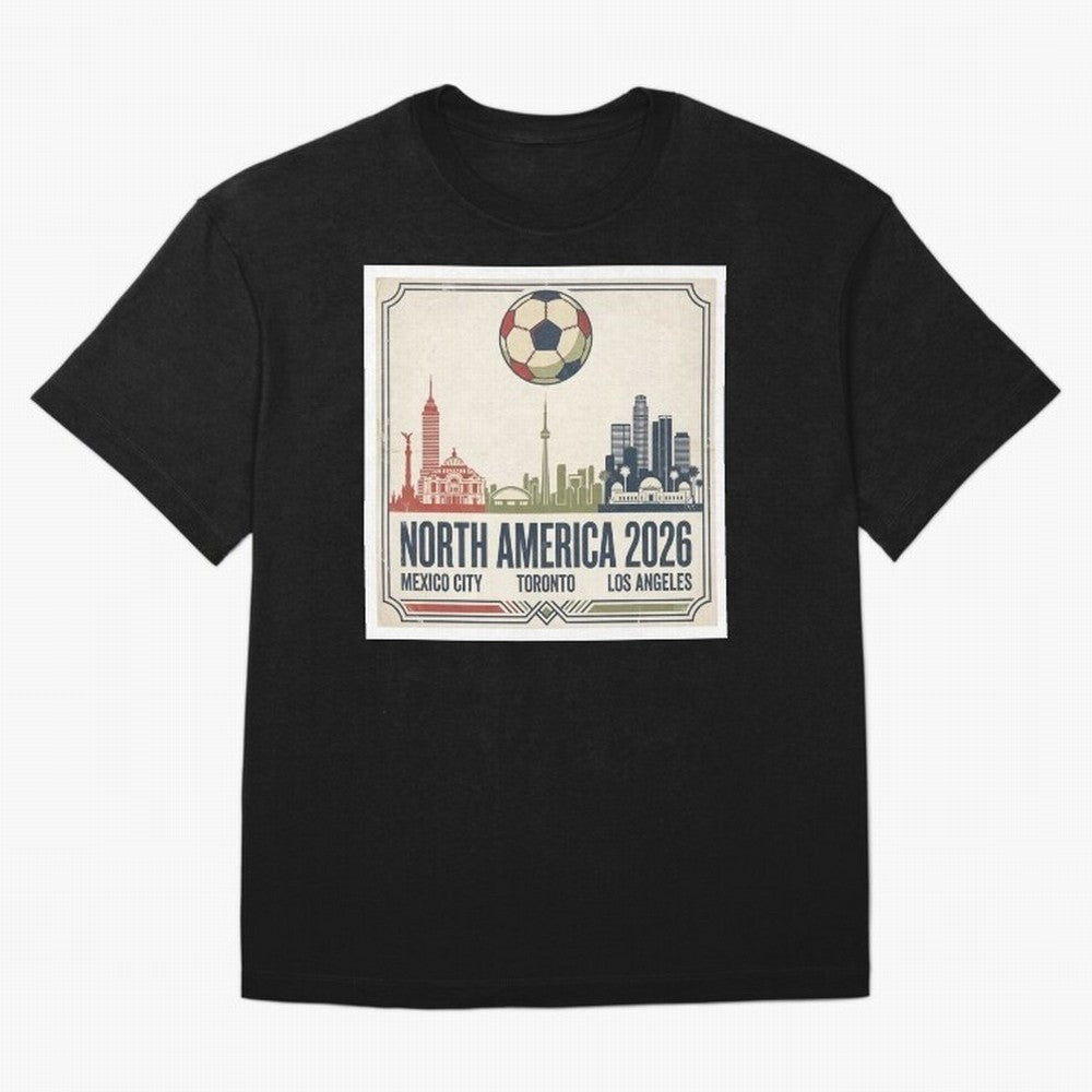 Retro North America 2026 Soccer Vintage Graphic Oversized T-Shirt Share Global Football Passion for FIFA World Cup 2026, Filled with Haaland, Netherlands, Goal Celebration Energy, Supporter Heritage, Football Icons and Worldwide Tournament Joy;