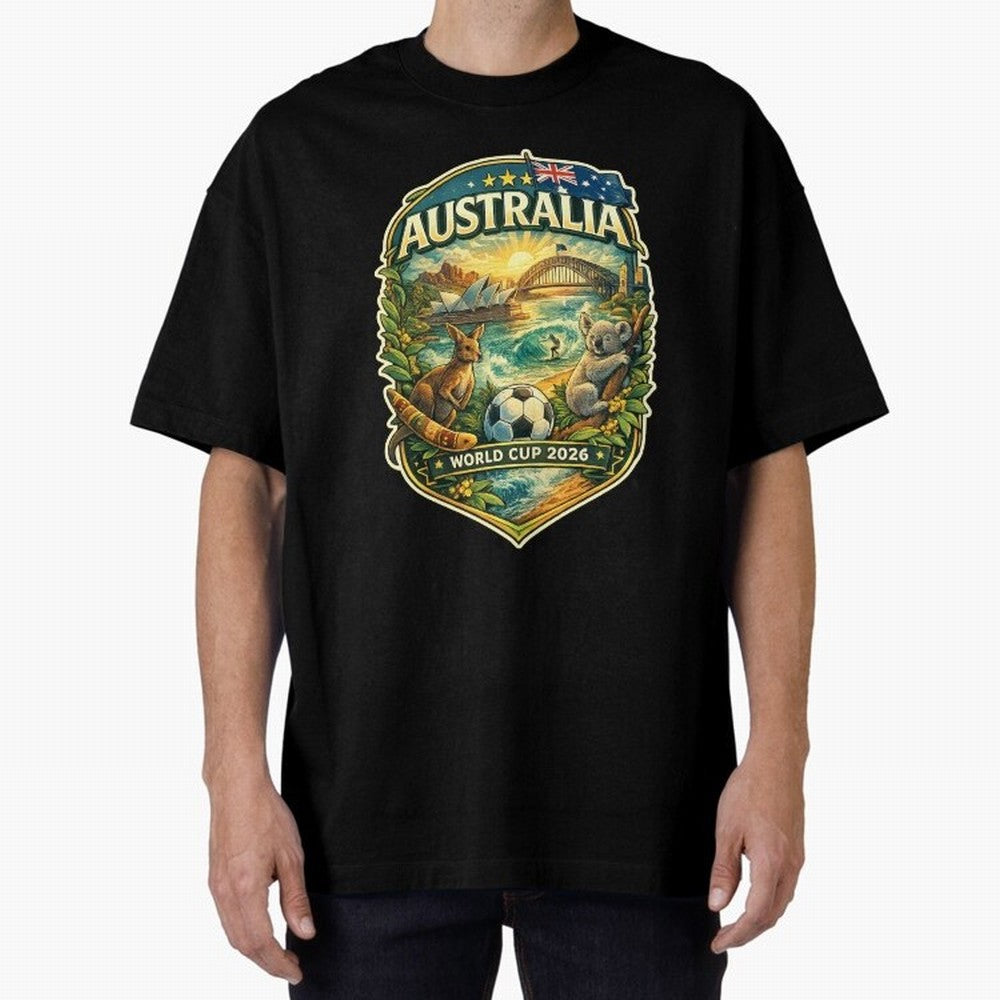 Australia FIFA World Cup 2026 Sydney Opera House Outback Kangaroo Coast Oversized T-Shirt Bring the FIFA World Cup 2026 Journey through Neymar Highlights, Argentina, France and Brazil Pride, Champion Mindset, Group Stage Buzz, Knockout Tension and