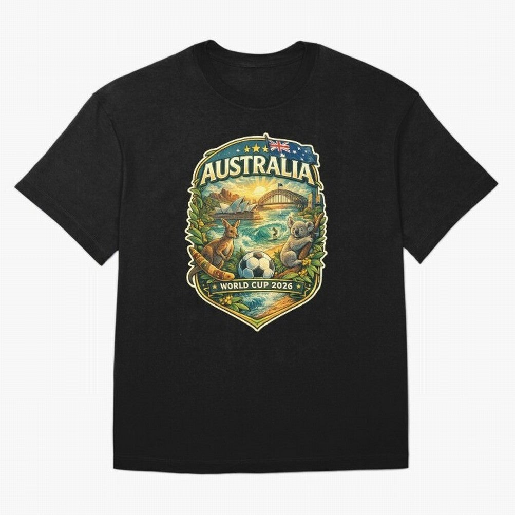 Australia FIFA World Cup 2026 Sydney Opera House Outback Kangaroo Coast Oversized T-Shirt Bring the FIFA World Cup 2026 Journey through Neymar Highlights, Argentina, France and Brazil Pride, Champion Mindset, Group Stage Buzz, Knockout Tension and