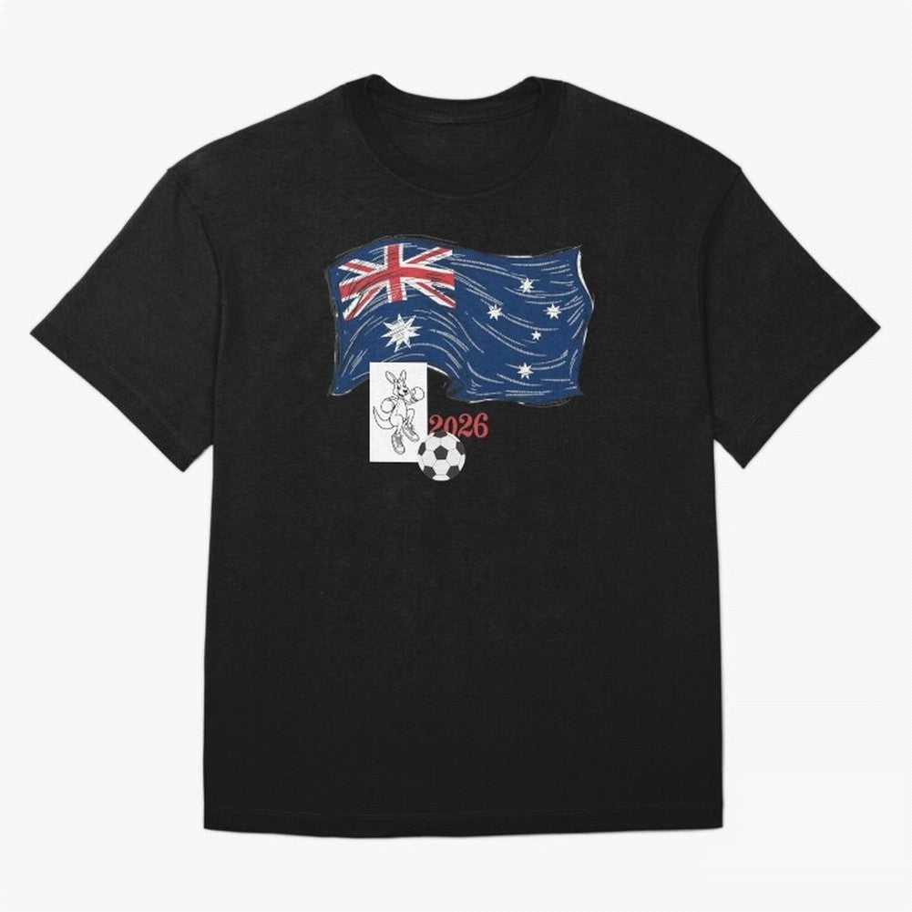 Australia 2026 Soccer Pride - Boxing Kangaroo & Dynamic Waving Flag. Oversized T-Shirt Mark FIFA World Cup 2026 Celebrating CR7, Argentina and Brazil Energy, Stadium Chants, National Pride, Trophy Dreams and Unforgettable Football Memories; Great