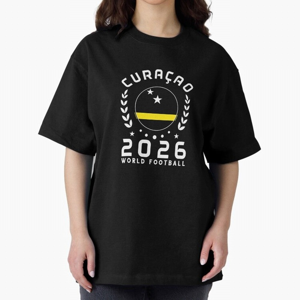 World Cup 2026 Curacao Football Fan Curacaoan Supporter T-Shirt_85310550 Oversized T-Shirt Represent Football Lovers during FIFA World Cup 2026 for Fans of Mbappe and Neymar and France and Portugal, Bringing Soccer Culture, Superstar Moments,