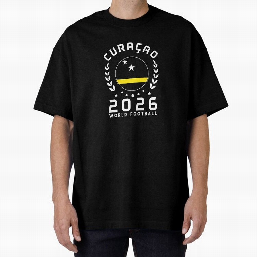 World Cup 2026 Curacao Football Fan Curacaoan Supporter T-Shirt_85310550 Oversized T-Shirt Represent Football Lovers during FIFA World Cup 2026 for Fans of Mbappe and Neymar and France and Portugal, Bringing Soccer Culture, Superstar Moments,