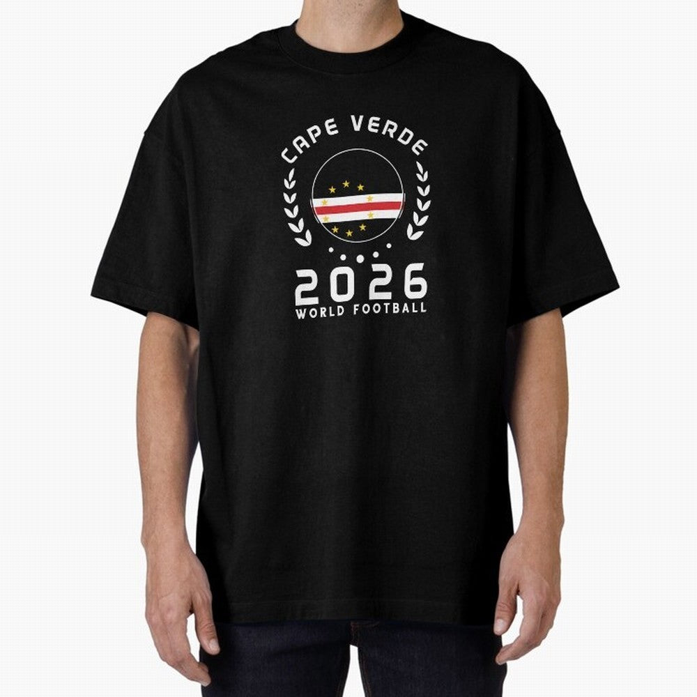 World Cup 2026 Cape Verde Football Fan Cape Verdean Supporter Gift T-Shirt_85310196 Oversized T-Shirt Follow the Road to Global Football Passion for FIFA World Cup 2026, Filled with Neymar, Brazil, Match Day Excitement, Supporter Culture, Golden