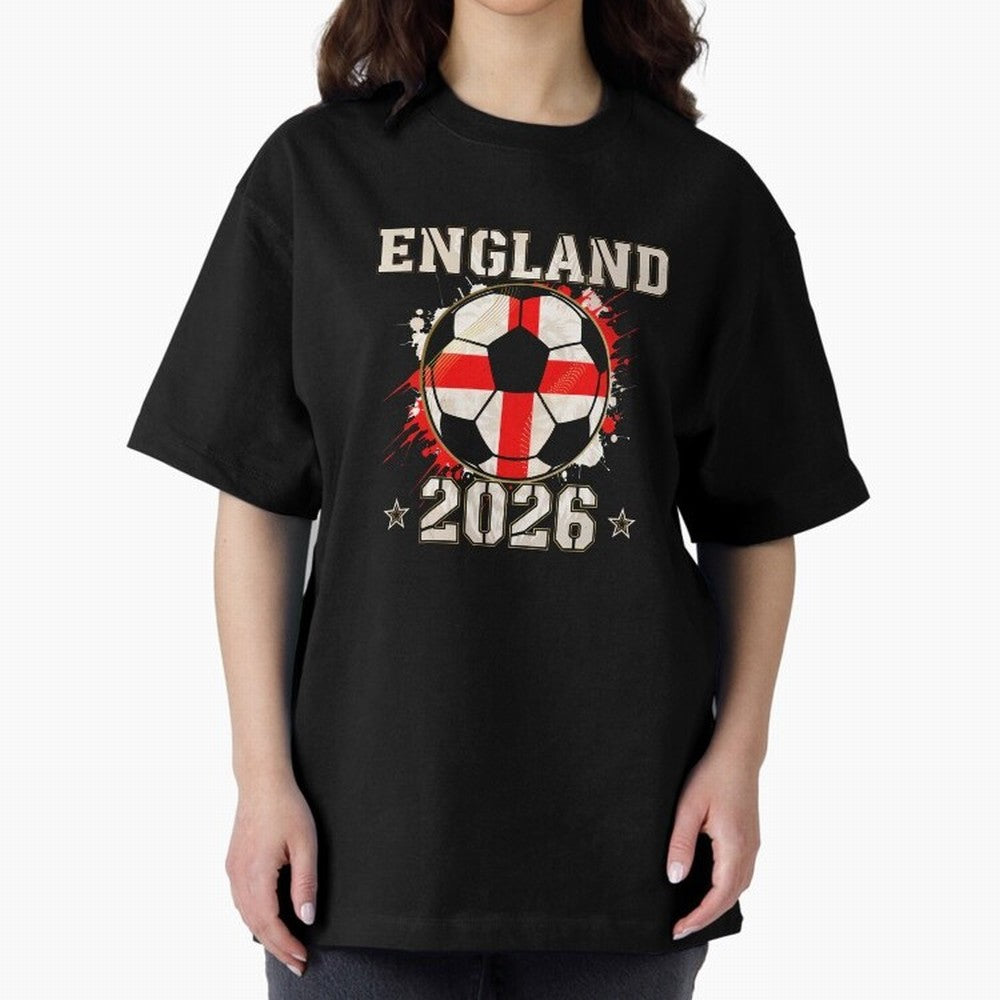 Front Print England Soccer World Cup 2026 - English Fan Gift T-Shirt_84562392 Oversized T-Shirt Cheer for FIFA World Cup 2026 Made for Haaland, Brazil Energy, Match Day Excitement, Supporter Culture, Golden Goals and Global Football Passion; Made