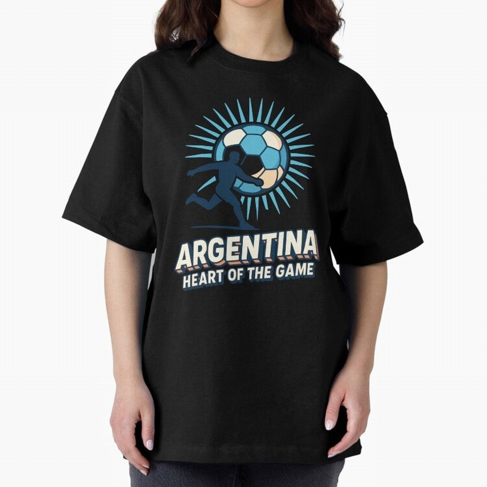 Argentina Heart of the Game ¨C Retro Soccer Fan Design Oversized T-Shirt Bring Champion Energy into FIFA World Cup 2026 Group Stage Centered on Haaland, England Energy, Champion Mindset, Group Stage Buzz, Knockout Tension and Passionate Fan