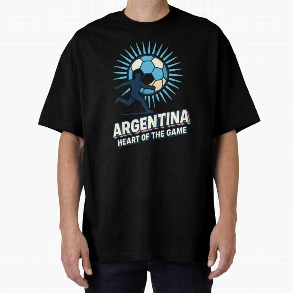 Argentina Heart of the Game ¨C Retro Soccer Fan Design Oversized T-Shirt Bring Champion Energy into FIFA World Cup 2026 Group Stage Centered on Haaland, England Energy, Champion Mindset, Group Stage Buzz, Knockout Tension and Passionate Fan