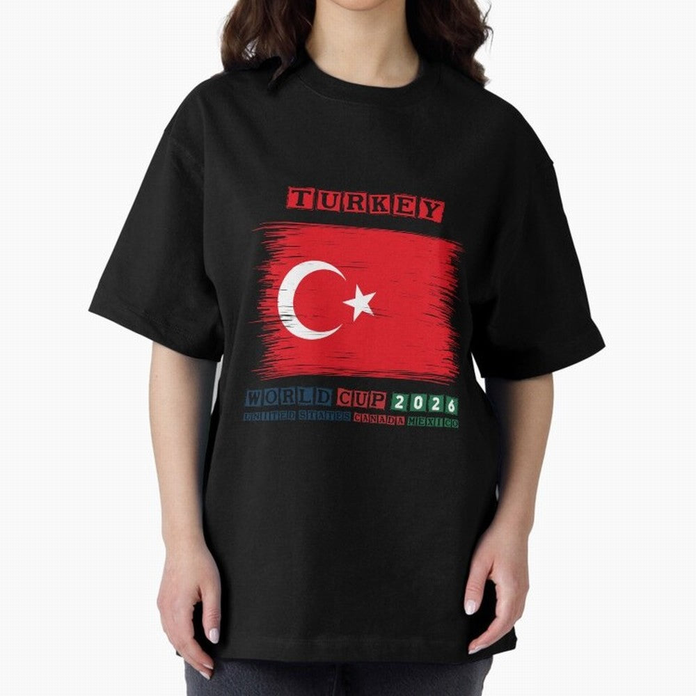 TURKEY WORLD CUP 2026 Oversized T-Shirt Enjoy Match Day Hype around FIFA World Cup 2026, Mbappe, France and Portugal, Football Festival Excitement, Trophy Ambitions, Country Rivalries and Star Player Buzz; Ideal for Football Dads, Football Moms,