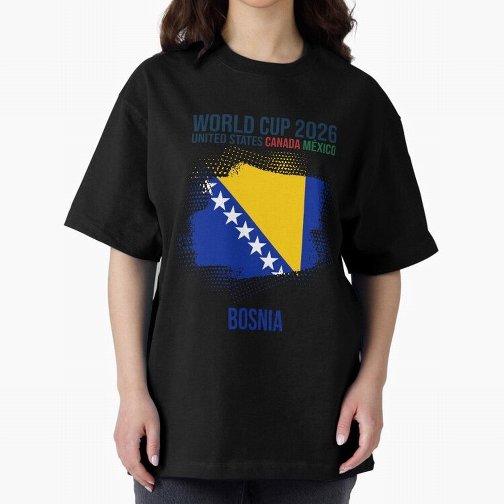 BOSNIA WORLD CUP 2026 Oversized T-Shirt Make Every Kick Count in Global Football Passion for FIFA World Cup 2026, Filled with Mbappe and Neymar, Portugal, Spain and Germany, Global Supporter Spirit, Legendary Goals, National Colors and Tournament