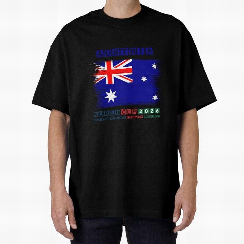 AUSTRIA WORLD CUP 2026 Oversized T-Shirt Capture Stadium Memories from FIFA World Cup 2026 USA Canada Mexico Highlighting Messi and Cristiano Ronaldo, Germany Energy, Sports Nostalgia, International Competition, Famous Players and Unforgettable