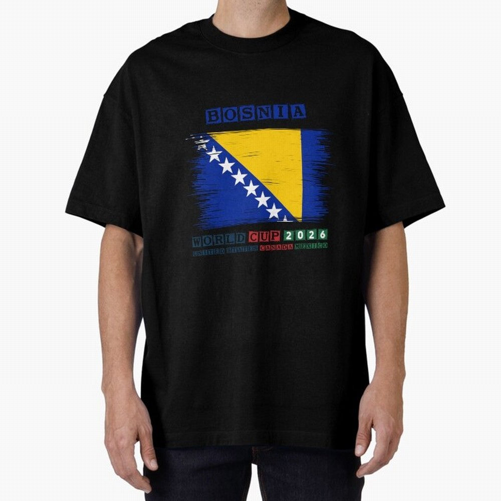 BOSNIA WORLD CUP 2026 Oversized T-Shirt Celebrate Supporters United by Global Football Passion for FIFA World Cup 2026 Group Stage, Featuring Cristiano Ronaldo, Haaland and CR7, Argentina and Brazil, Champion Mindset, Group Stage Buzz, Knockout