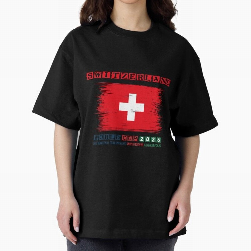 SWETZERLAND WORLD CUP 2026 Oversized T-Shirt Live for the Drama of FIFA World Cup 2026 Group Stage for Fans of Cristiano Ronaldo, Haaland and CR7 and France, Bringing Retro Football Energy, Iconic Rivalries, Trophy Chase Drama and Stadium