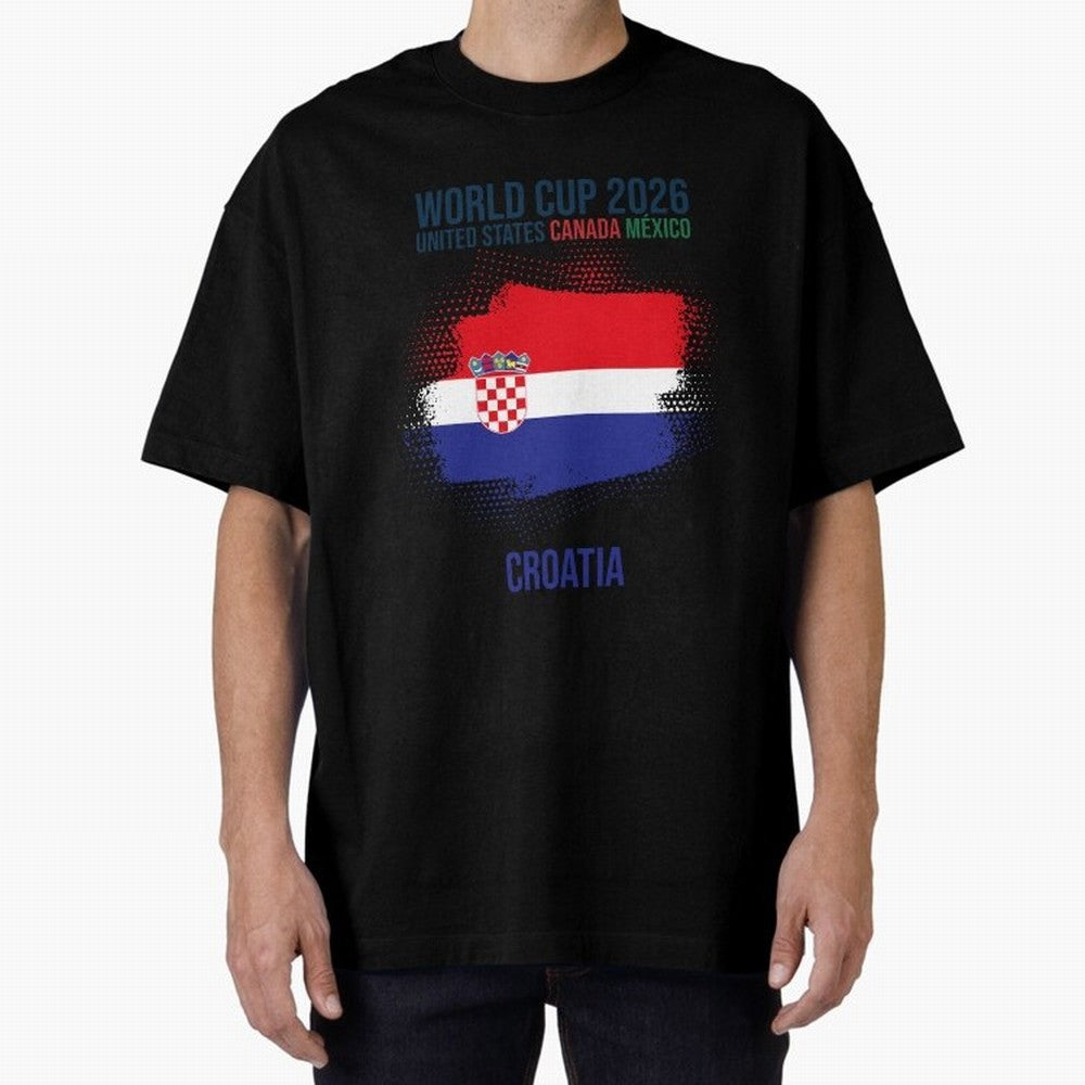 CROATIA WORLD CUP 2026 Oversized T-Shirt Celebrate Soccer Greatness during Match Day Hype around FIFA World Cup 2026 USA Canada Mexico, Messi, Neymar and Mbappe, Brazil, Portugal and Argentina, Classic Soccer Heritage, Championship Pressure, Fan