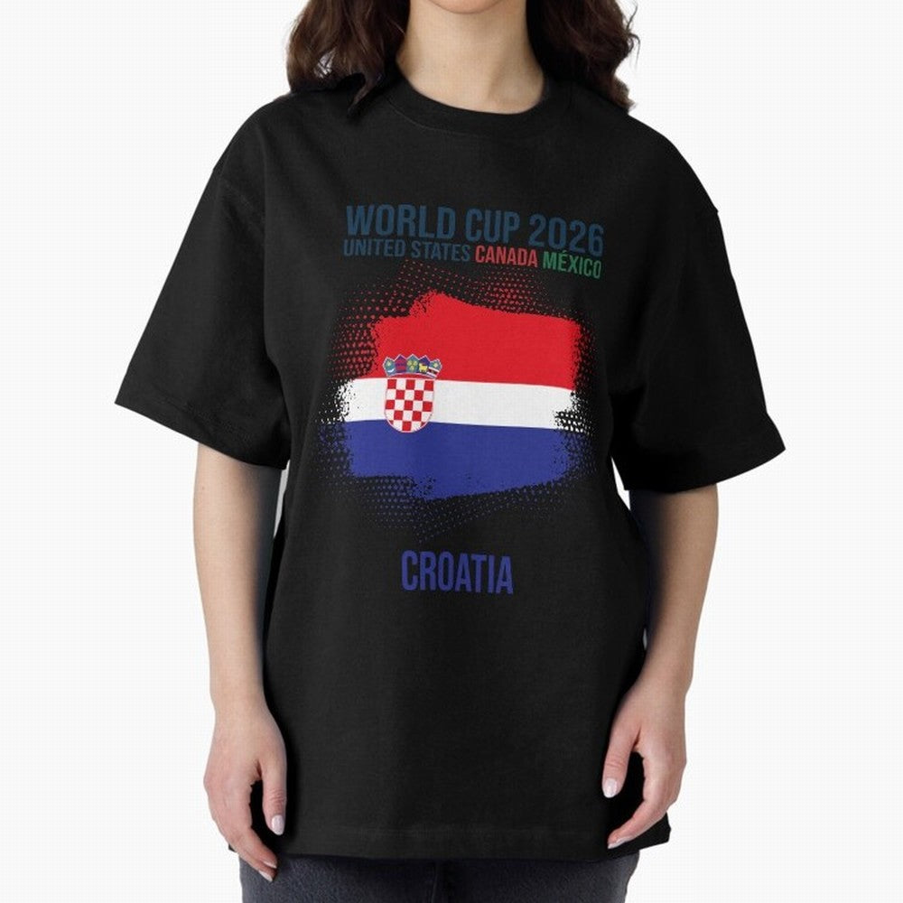 CROATIA WORLD CUP 2026 Oversized T-Shirt Celebrate Soccer Greatness during Match Day Hype around FIFA World Cup 2026 USA Canada Mexico, Messi, Neymar and Mbappe, Brazil, Portugal and Argentina, Classic Soccer Heritage, Championship Pressure, Fan