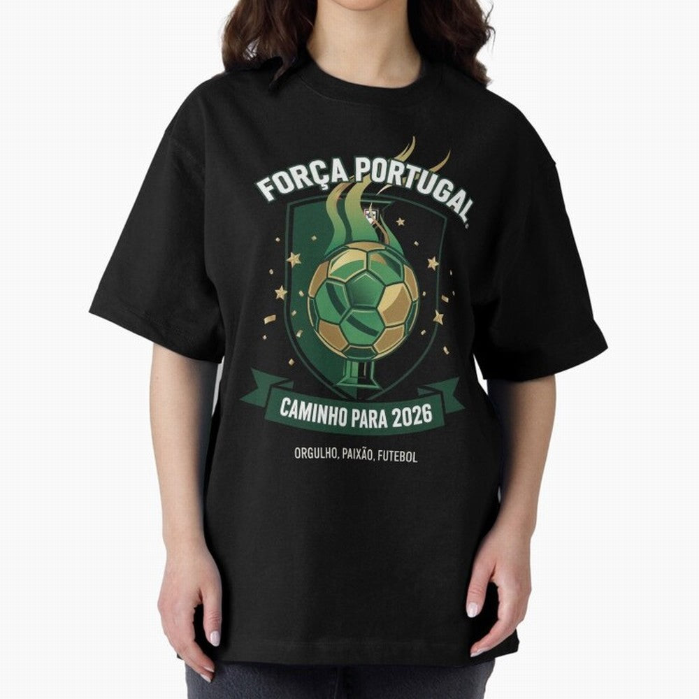 Portugal World Cup 2026 Fan Art Oversized T-Shirt Celebrate Football Dreams Across Global Football Passion for FIFA World Cup 2026, Capturing Mbappe and Neymar, England, Vintage Soccer Flavor, Modern Football Stars, National Flags and Final Night