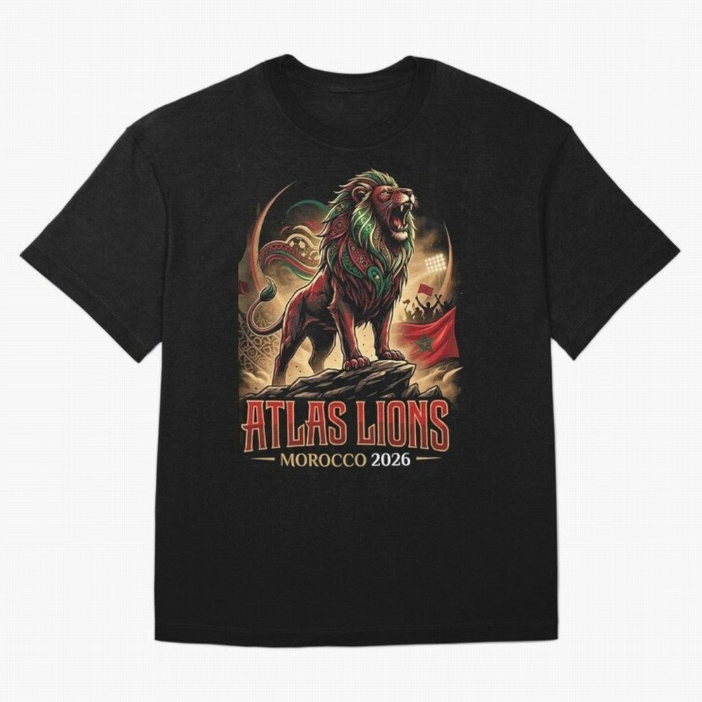 Morocco Team - World Cup 2026 Fan Oversized T-Shirt Carry the Dream of Match Day Hype around FIFA World Cup 2026 USA Canada Mexico, Messi, Neymar and Mbappe, England and Germany, Vintage Soccer Flavor, Modern Football Stars, National Flags and