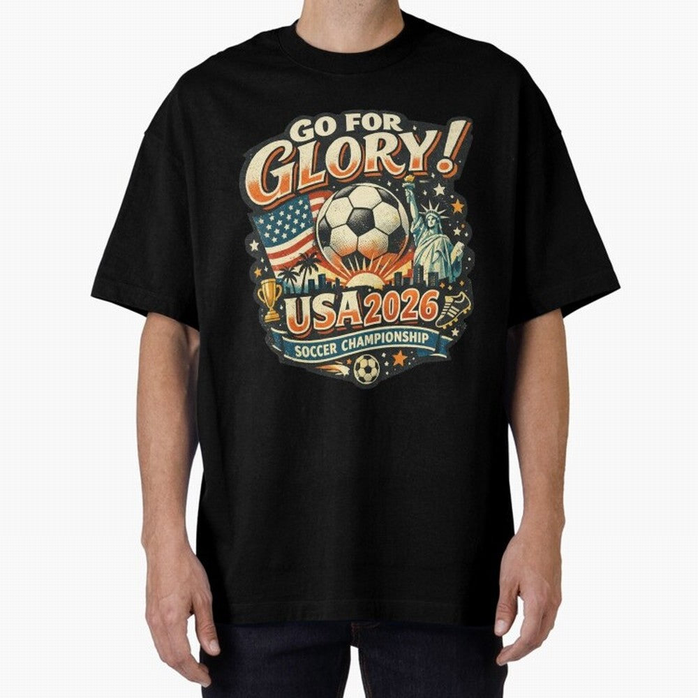 Soccer USA Oversized T-Shirt Honor the Beautiful Game during FIFA World Cup 2026 Group Stage Spirit, Built around Argentina, Haaland, Supporter Pride, Iconic Celebrations, Legendary Names and Global Match Day Energy; Great for Supporters Who Love