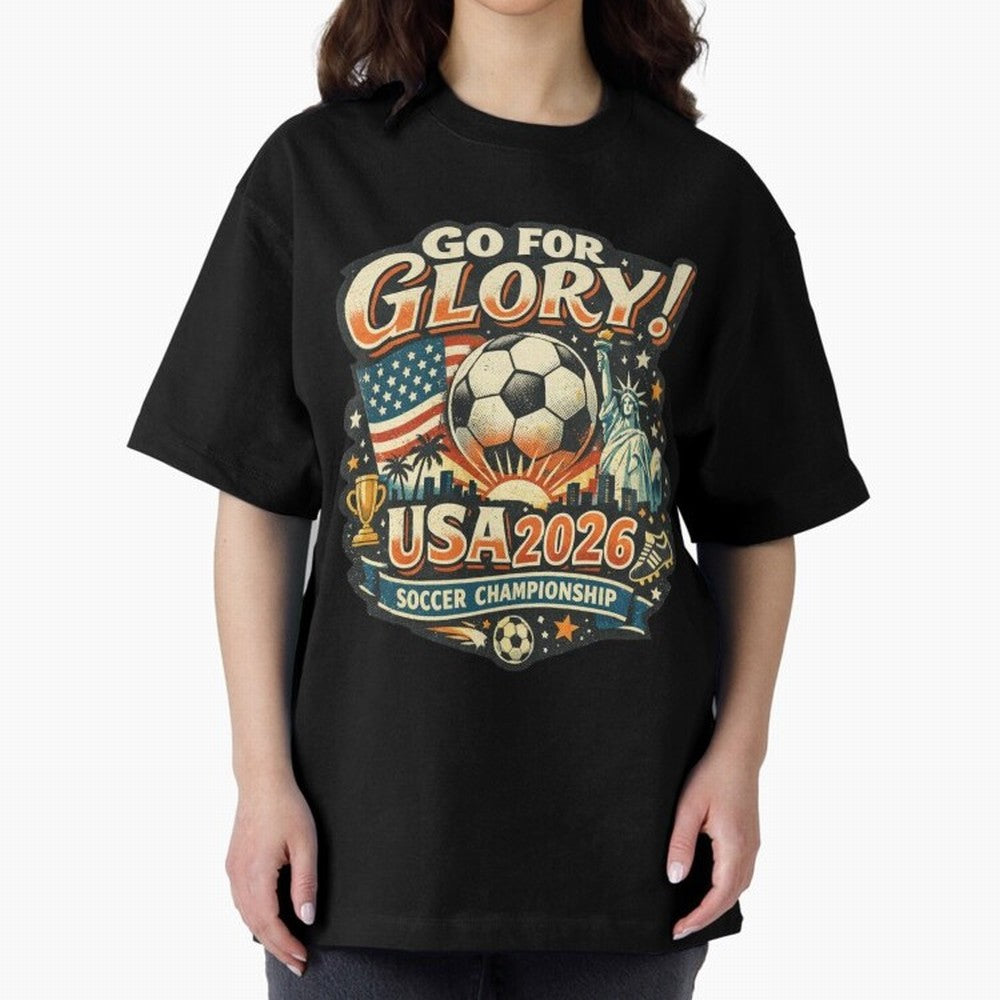 Soccer USA Oversized T-Shirt Honor the Beautiful Game during FIFA World Cup 2026 Group Stage Spirit, Built around Argentina, Haaland, Supporter Pride, Iconic Celebrations, Legendary Names and Global Match Day Energy; Great for Supporters Who Love