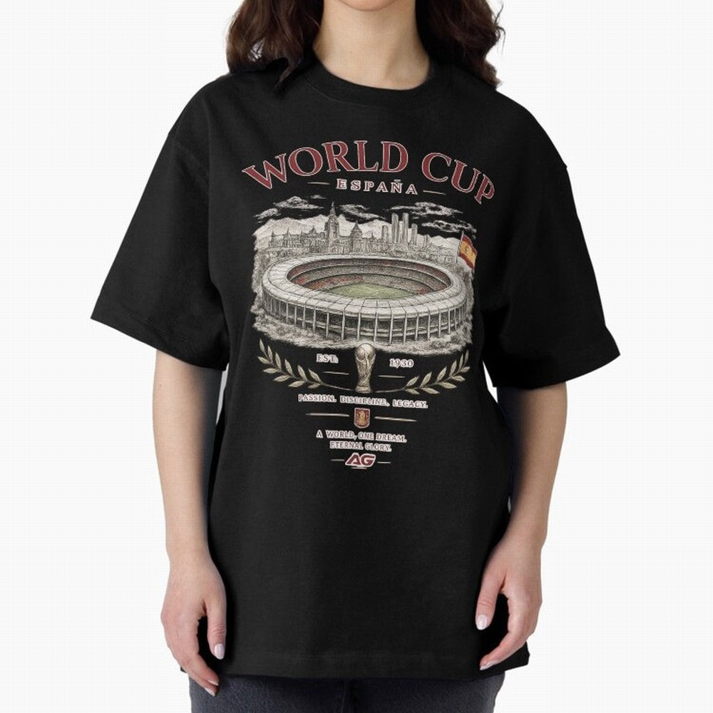 Spain World Cup Vintage Streetwear Oversized T-Shirt Celebrate Football Heritage in the FIFA World Cup 2026 USA Canada Mexico Journey through Neymar, Haaland and Cristiano Ronaldo Highlights, Spain and Netherlands Pride, Champion Mindset, Group