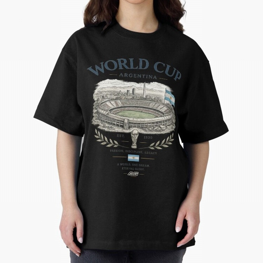 Argentina World Cup Vintage Streetwear Oversized T-Shirt Follow Global Football Passion for FIFA World Cup 2026, Celebrating Haaland, Portugal, Spain and Germany, Stadium Chants, National Pride, Trophy Dreams and Unforgettable Football Memories;